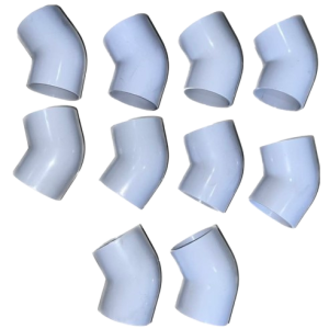 POOL FITTING PVC ELBOW 50X45 DEG WHITE (10 PACK)