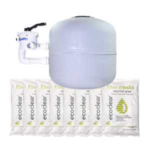 Quality Superflo 4 Bag grey pool filter installation with Eco Clear glass media for 30,000L to 100,000L pools